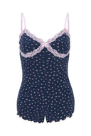 Floral lace romper (Navy)