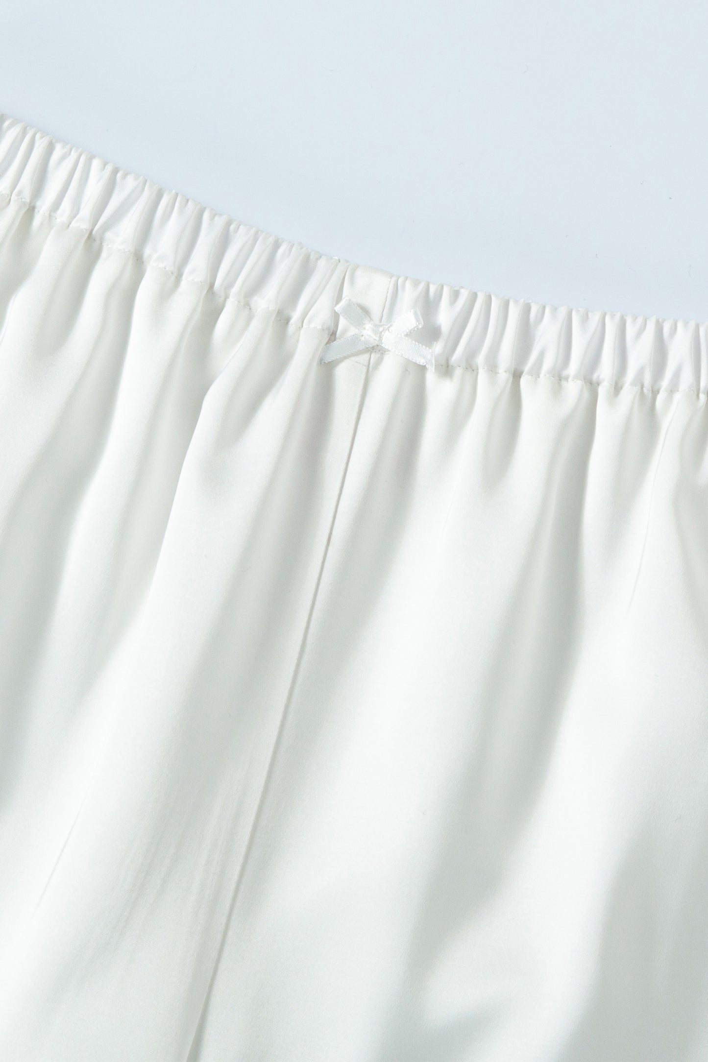 Tiered Lace Satin Pants (White)