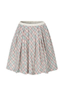 Pleats Full Midi Skirt (Plaid)