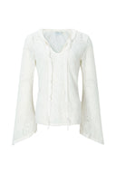 Brushed Lace Tunic Top (White)