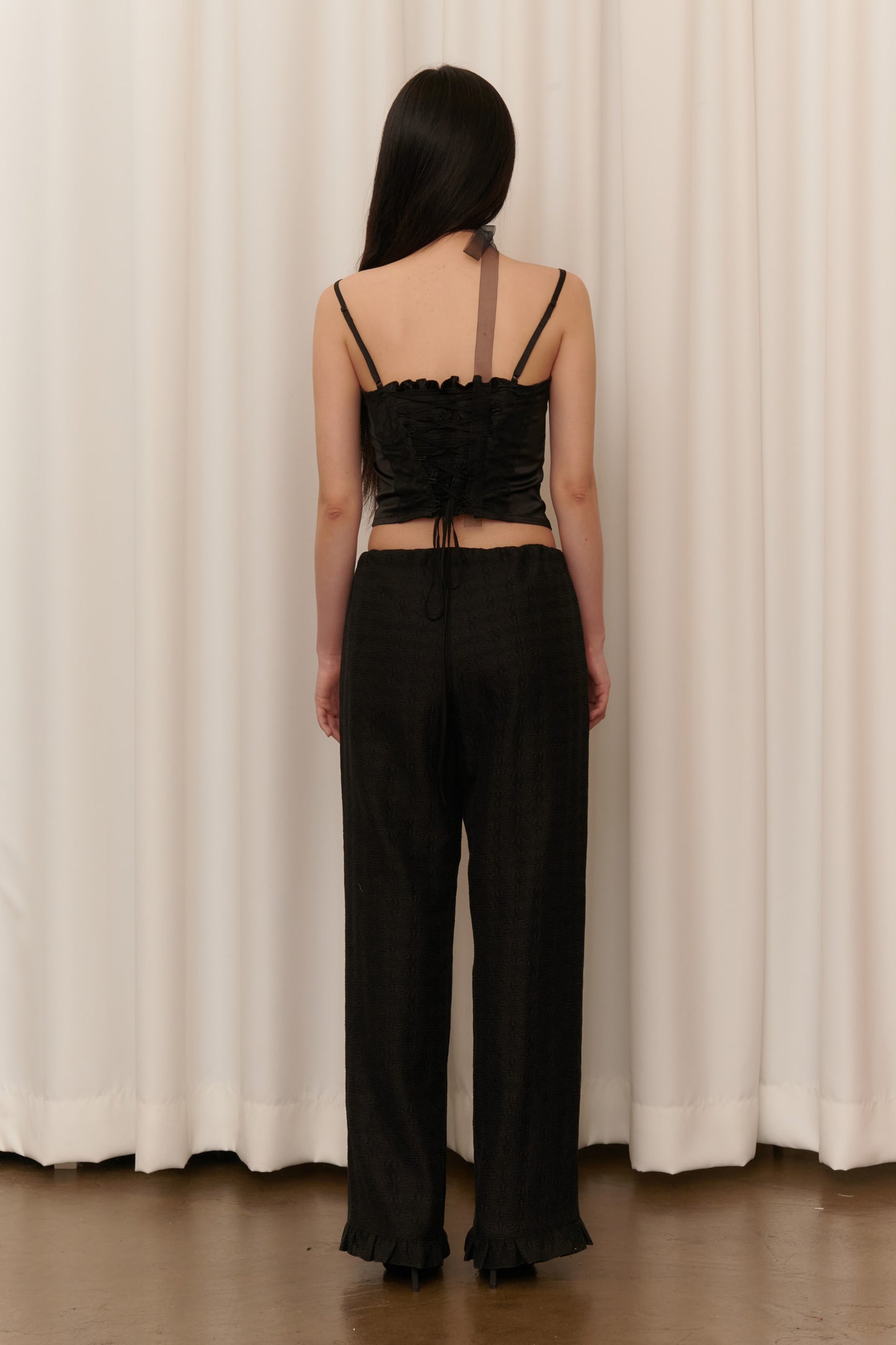 Silky Rose Corset Bustier (Black)