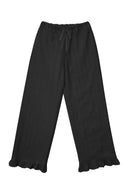 Flower Jacquard Summer Pants (Black)