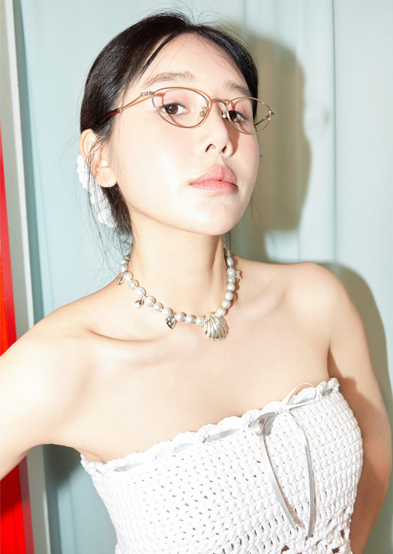 Fresh Water Pearl & Scallop Necklace (Silver)