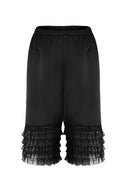 Tiered Lace Satin Pants (Black)