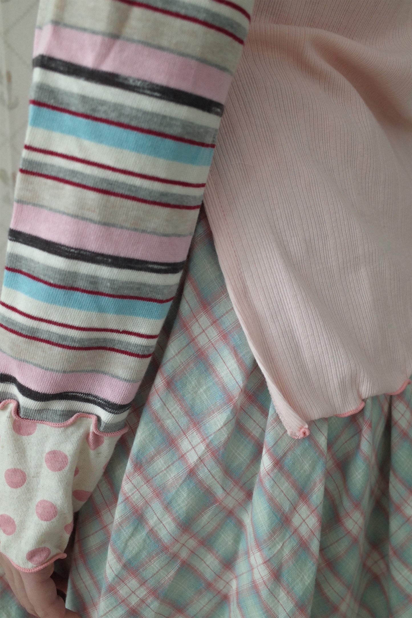 Multi Pattern Bardot Top (Pink)