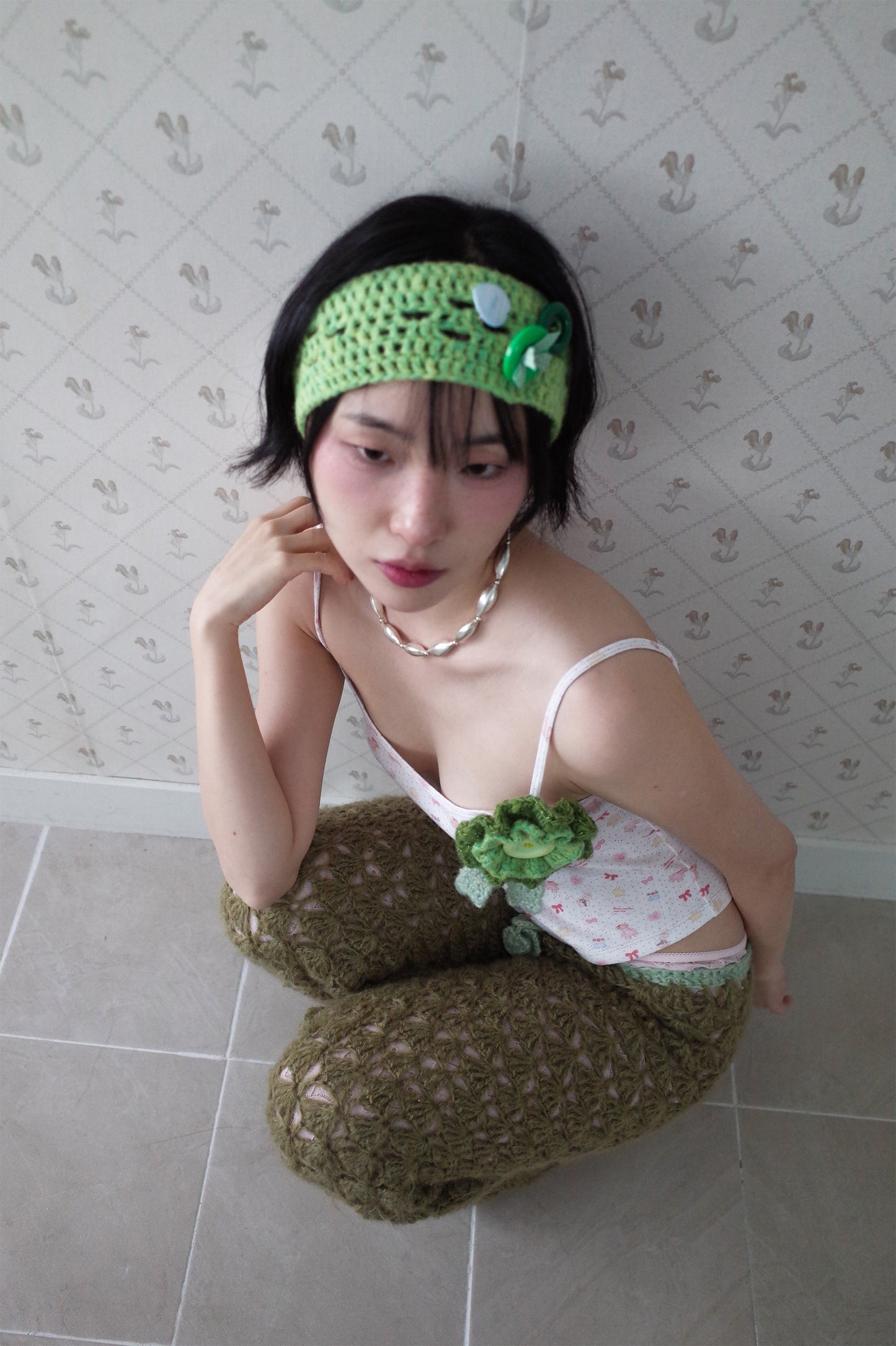 Buttons Alpaca Head Band (Green)