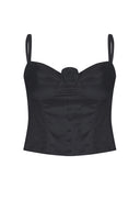 Silky Rose Corset Bustier (Black)