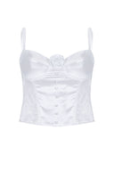Silky Rose Corset Bustier (White)