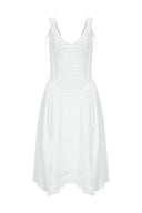 Basque waist floral dress (White)