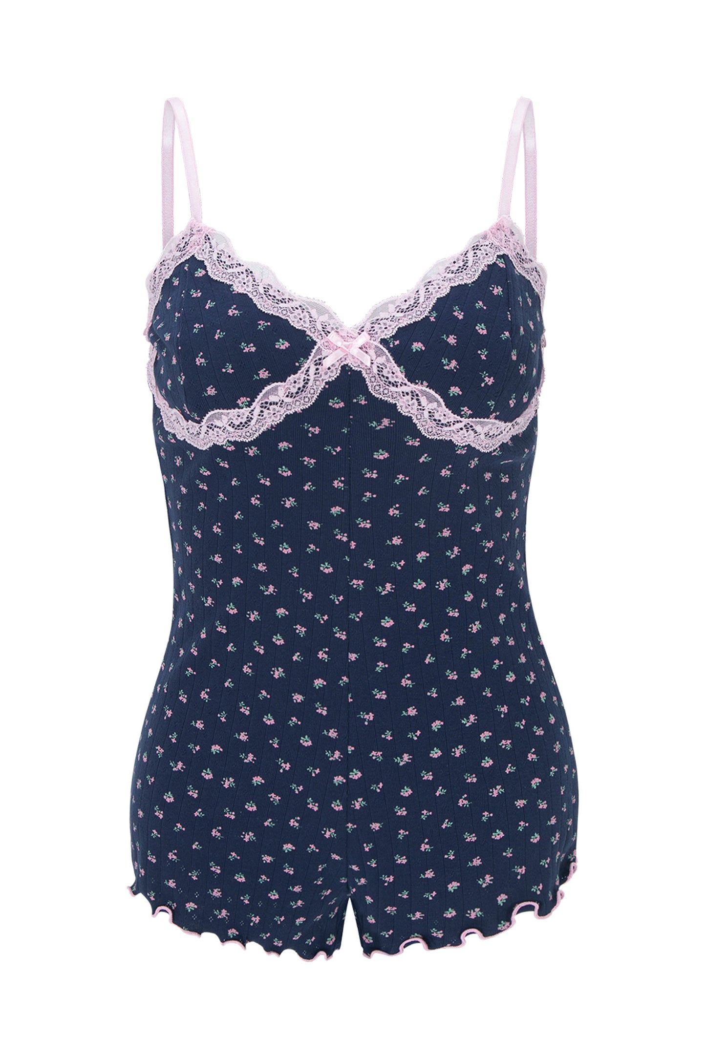 Floral lace romper (Navy)