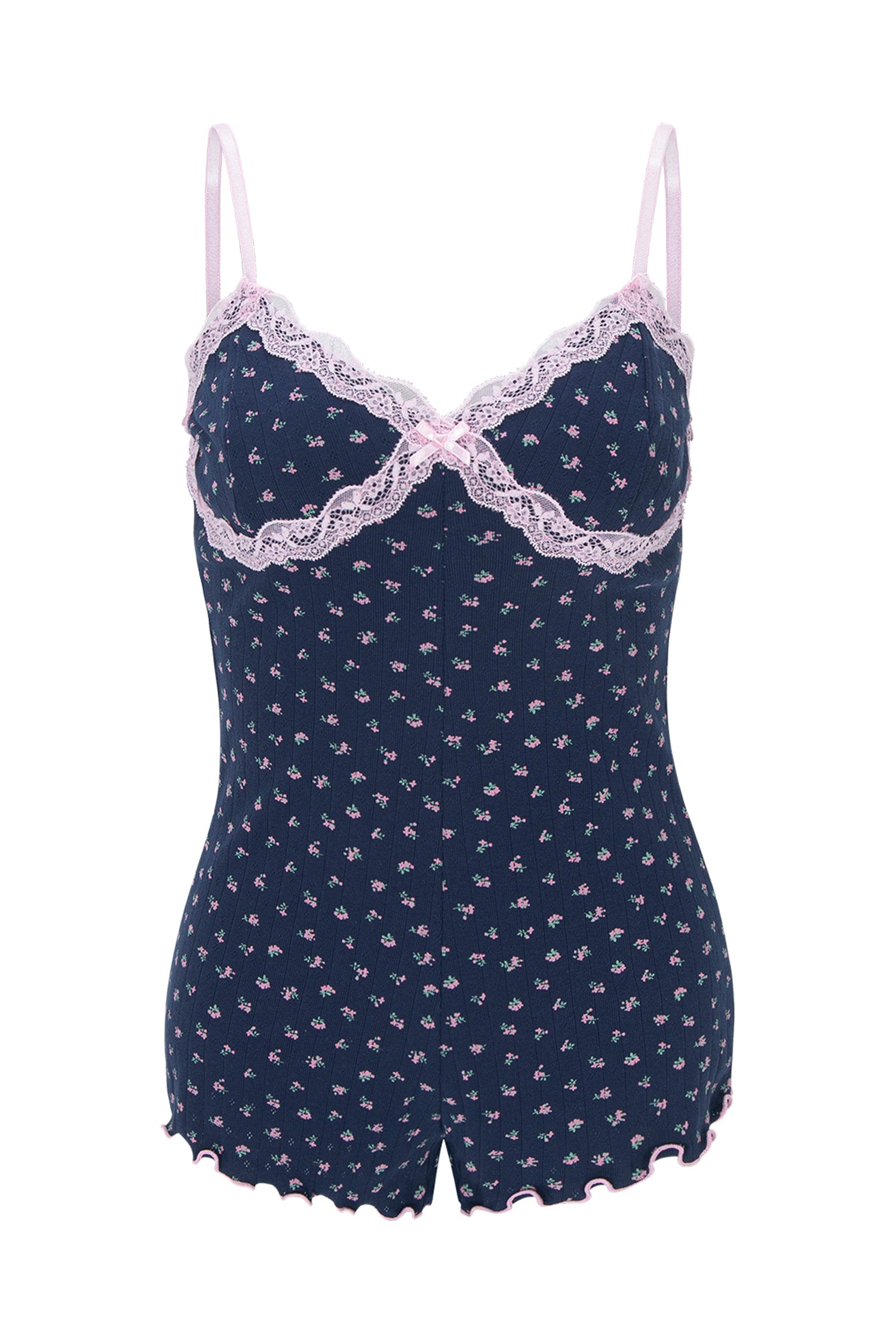Floral lace romper (Navy)