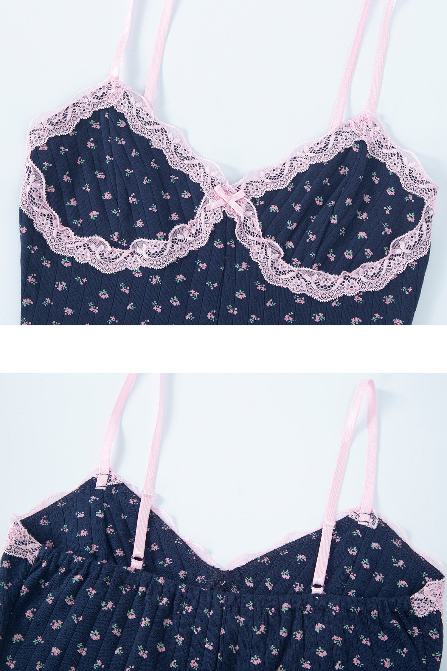 Floral lace romper (Navy)