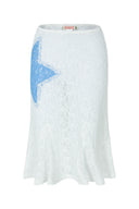 Lace Star Mermaid Skirt (White)