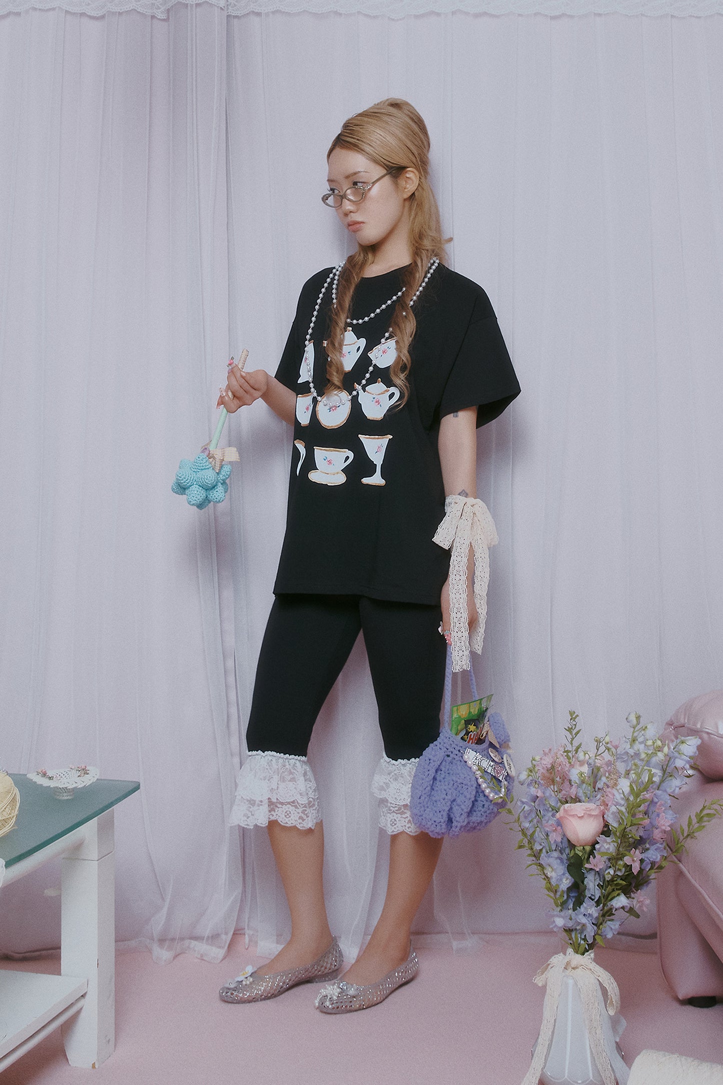 [ALCMY&ANG;TT] Afternoon tea party top (Black)