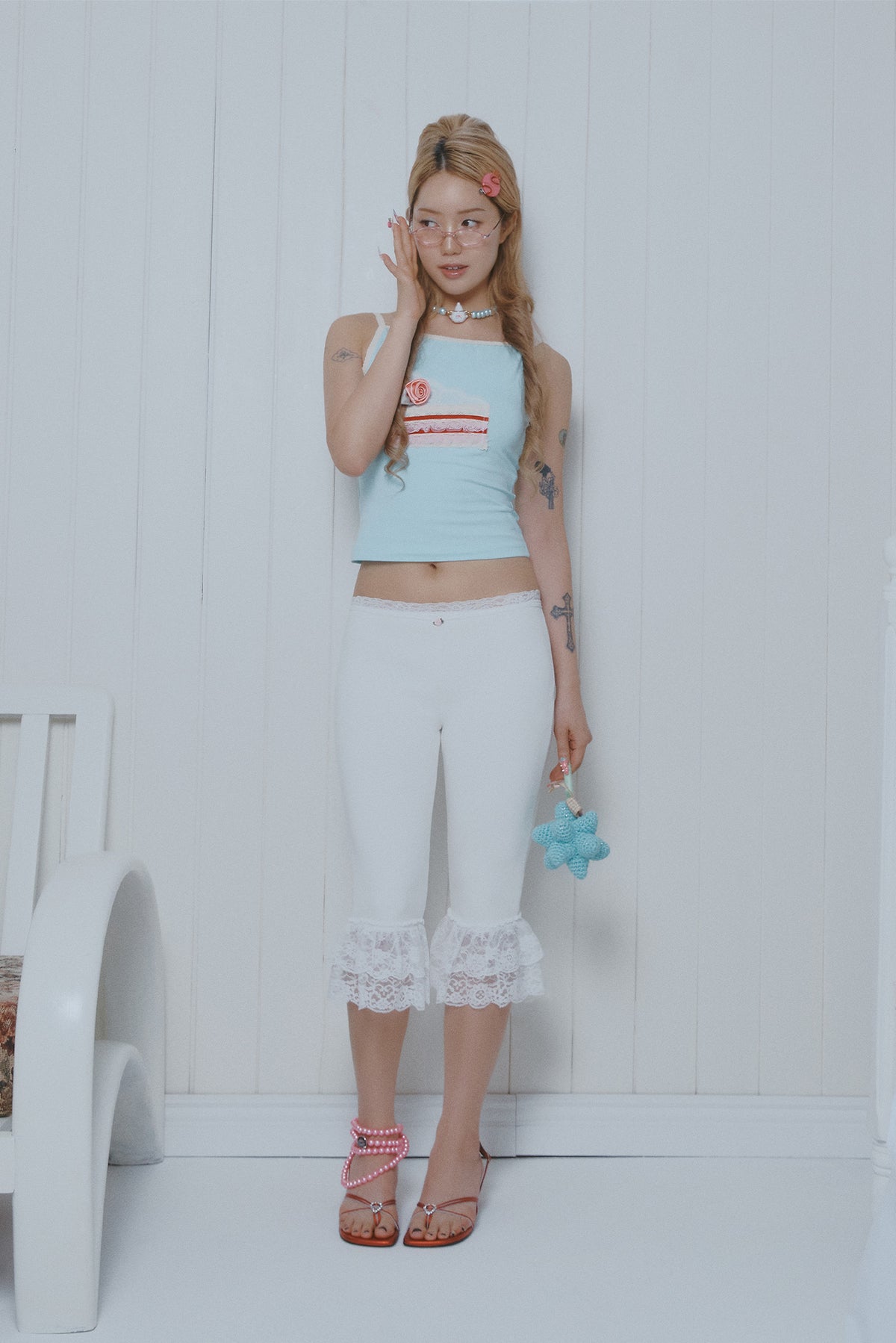 [ALCMY&ANG;TT] Petite rose slice top (Blue)