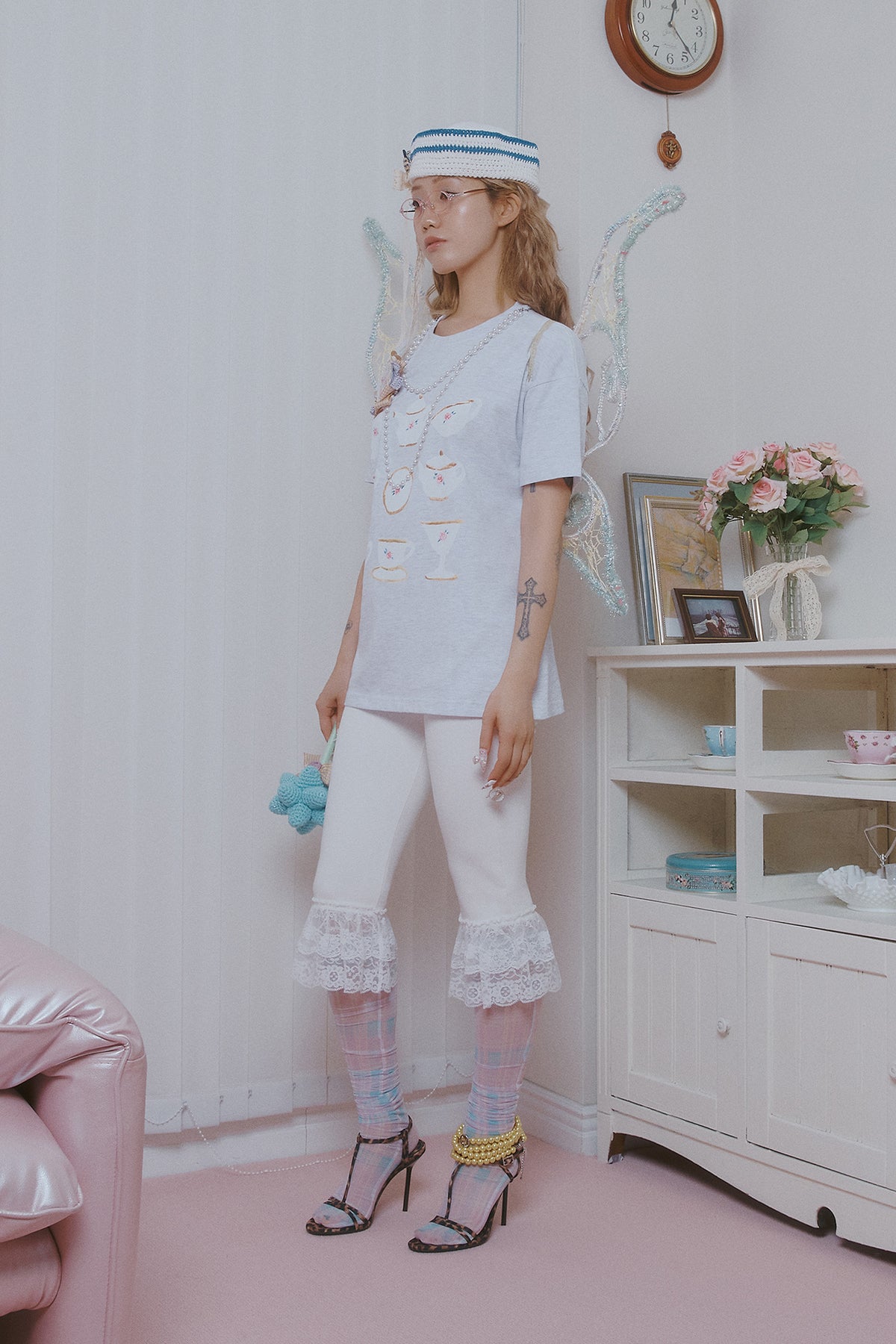 [ALCMY&ANG;TT] Dolly lace capri pants (White)