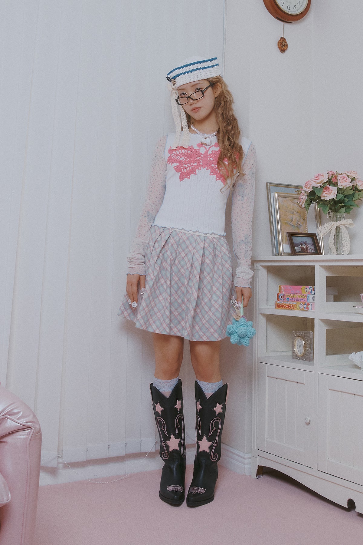 Crochet papillon top (Pink)