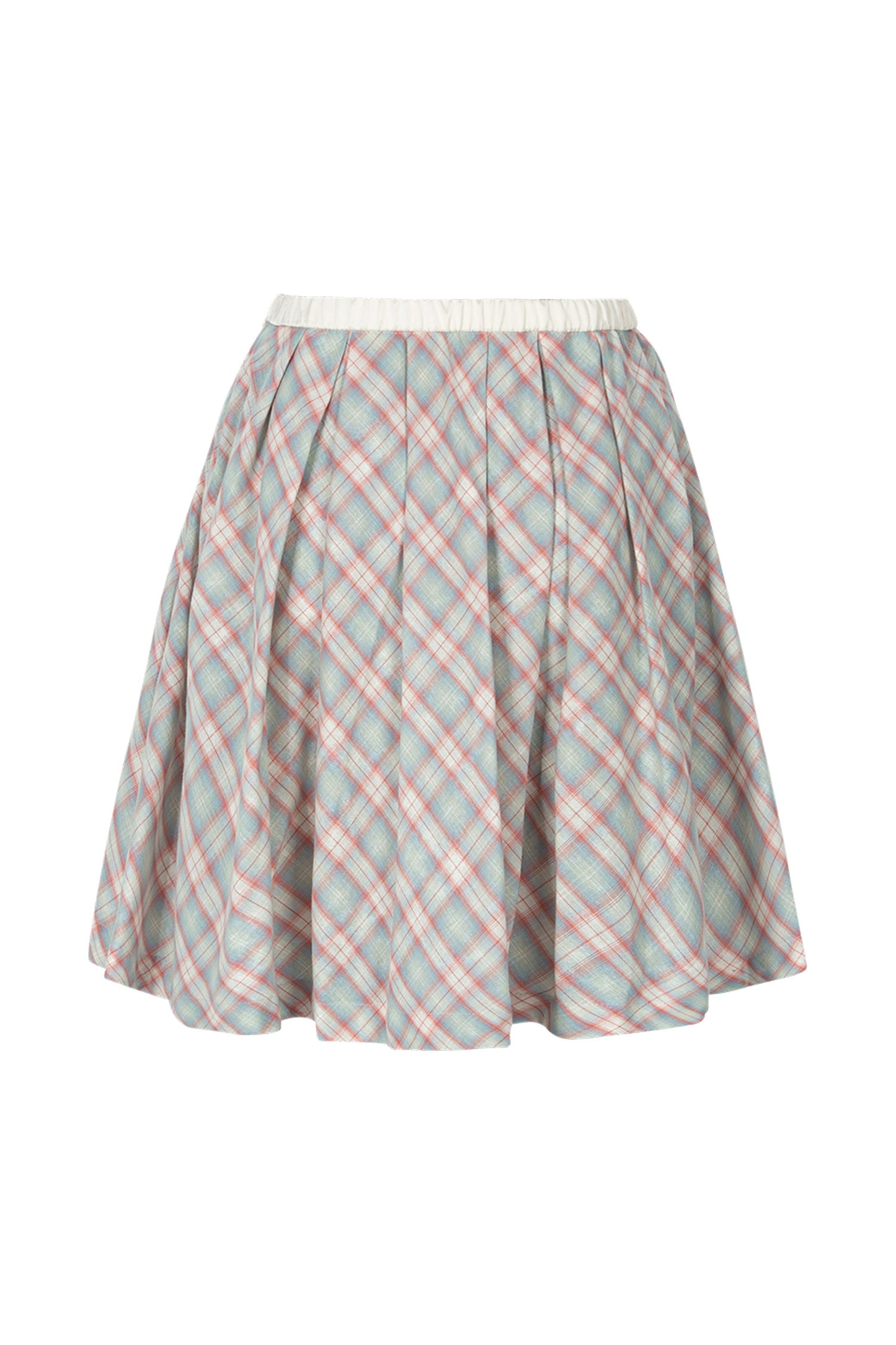 Pleats Full Midi Skirt (Plaid)