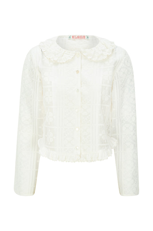 Peter Pan Collar Blouse (Cream)