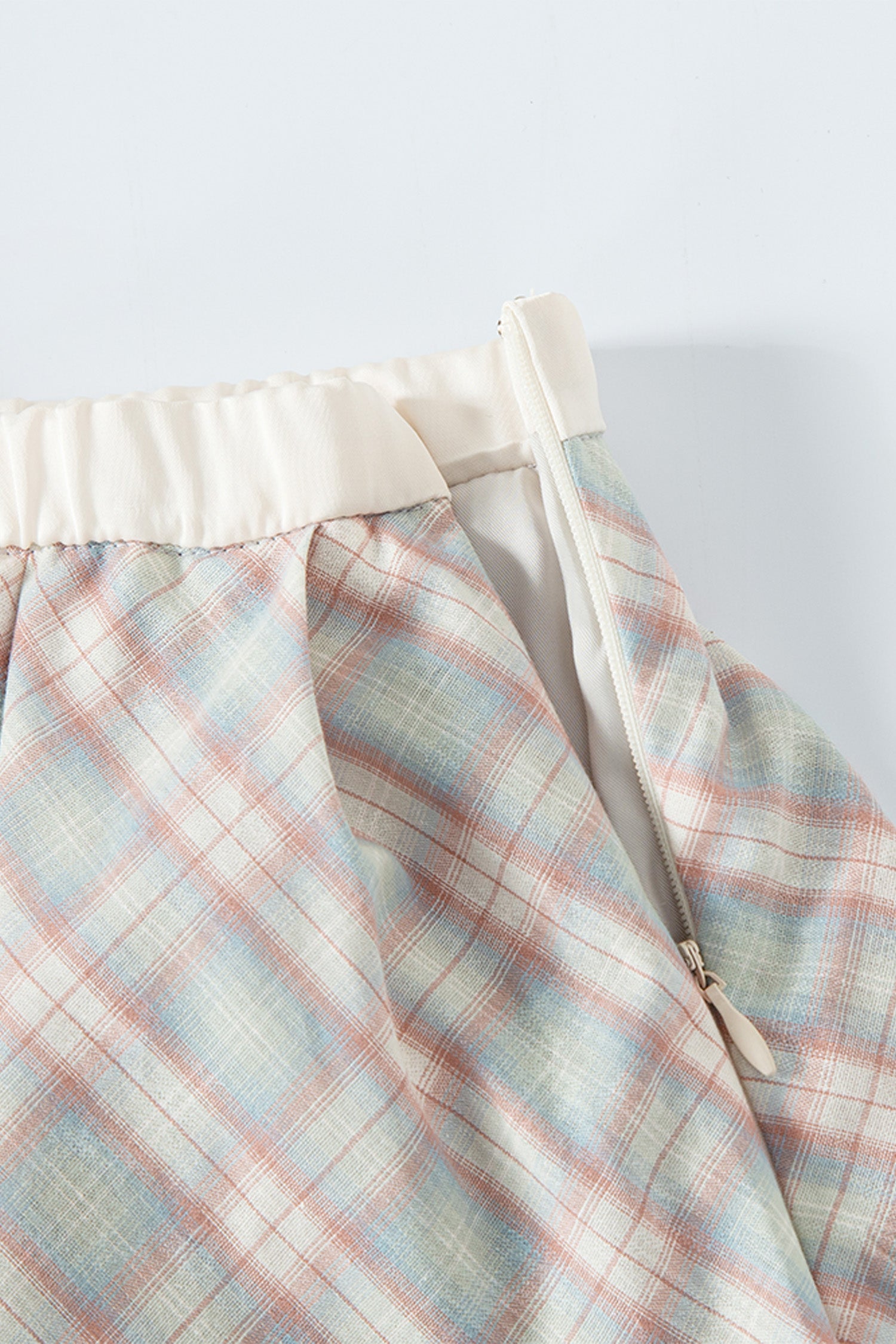 Pleats Full Midi Skirt Plaid