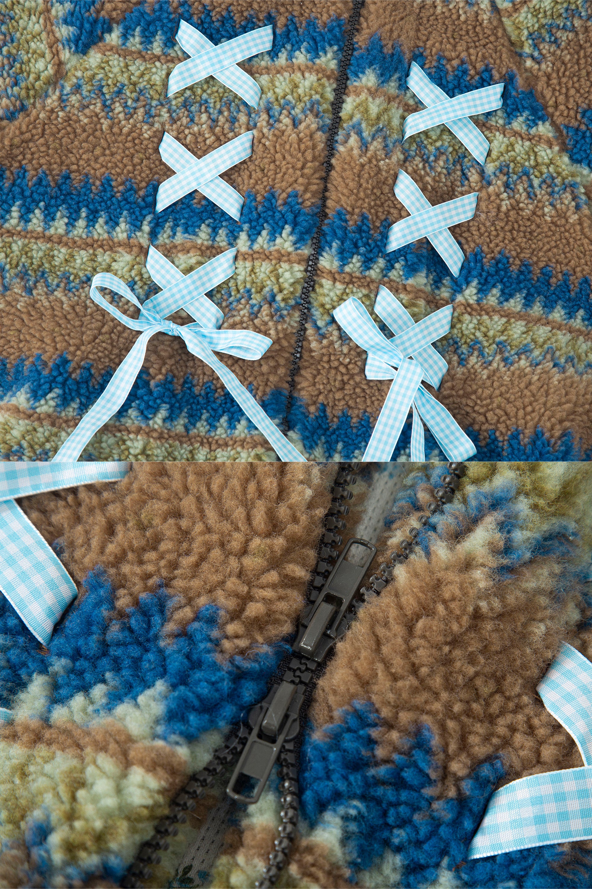 Ribbon&lace teddy jumper camel