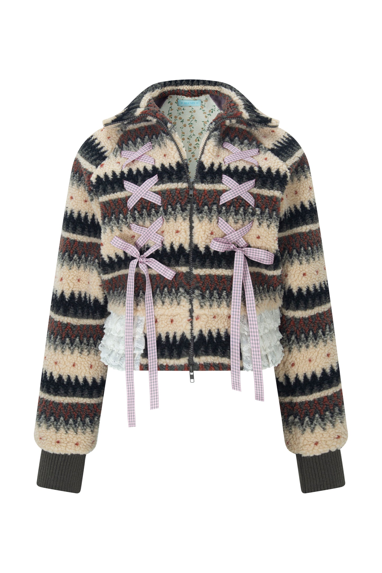 Ribbon & Lace Teddy Jumper (Beige)
