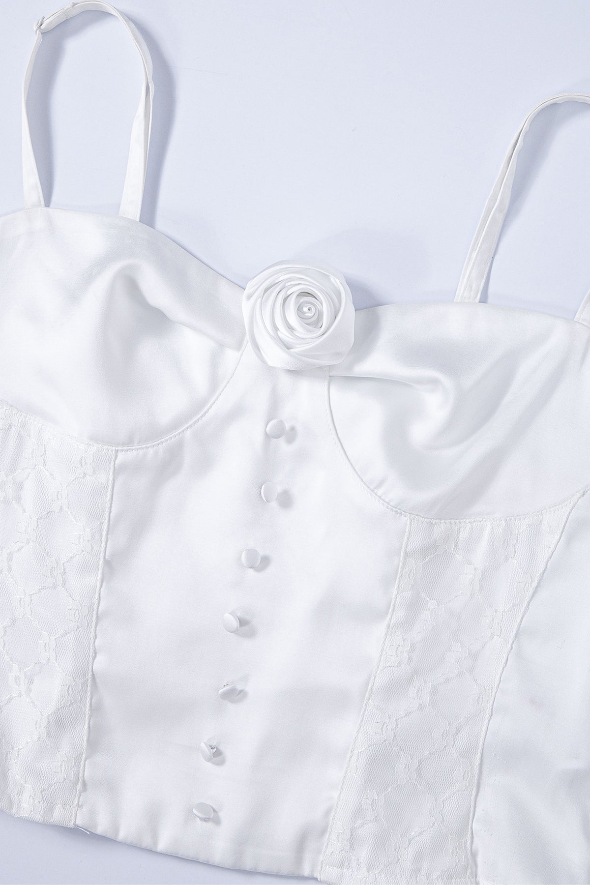 Silky Rose Corset Bustier (White)