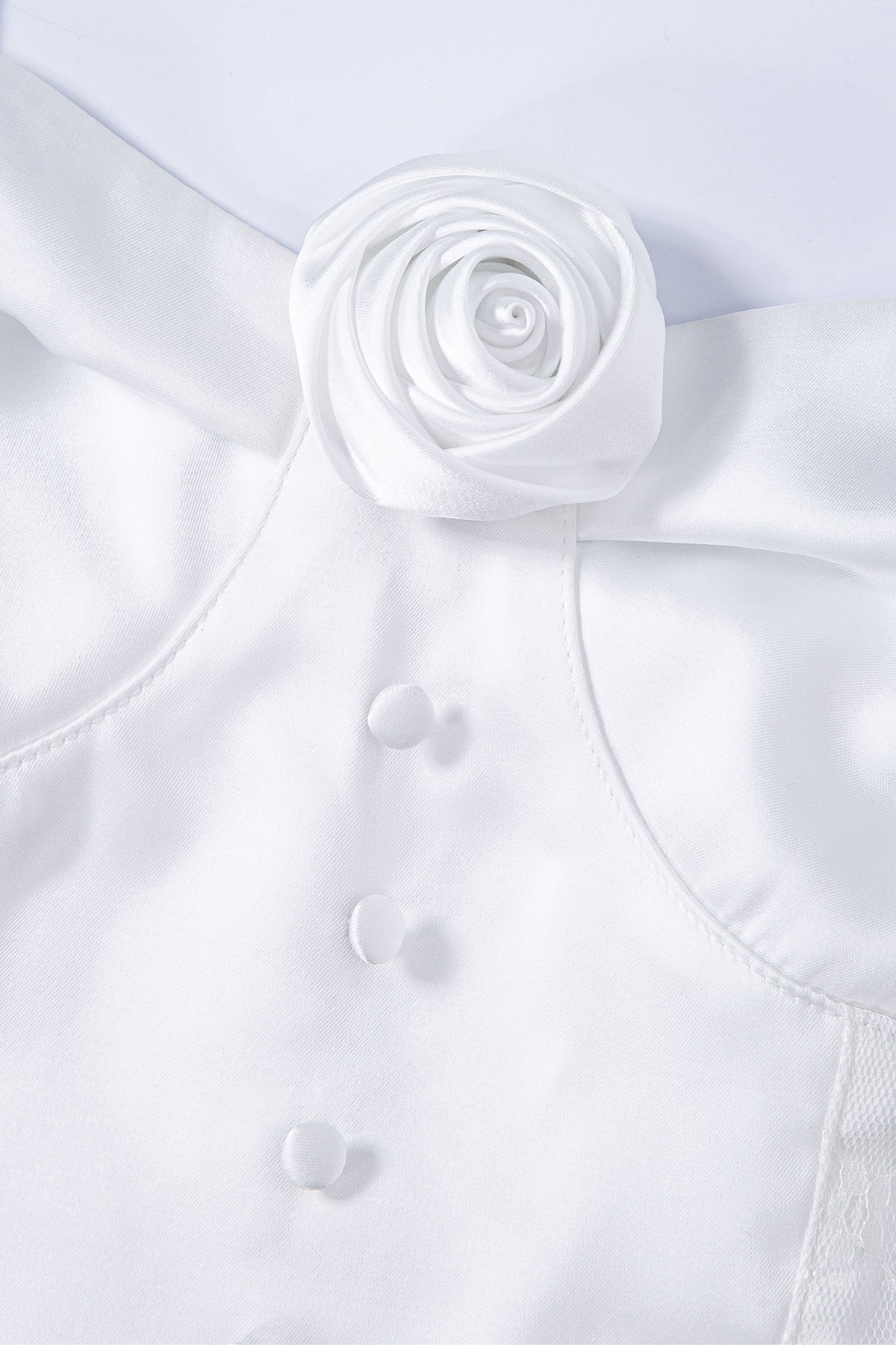 Silky Rose Corset Bustier (White)