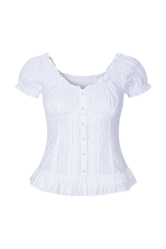 Baby Doll Corset Blouse (White)
