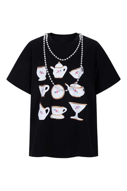 [ALCMY&ANG;TT] Afternoon tea party top (Black)
