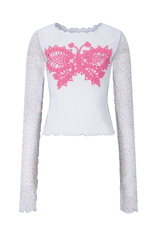 Crochet papillon top (Pink)