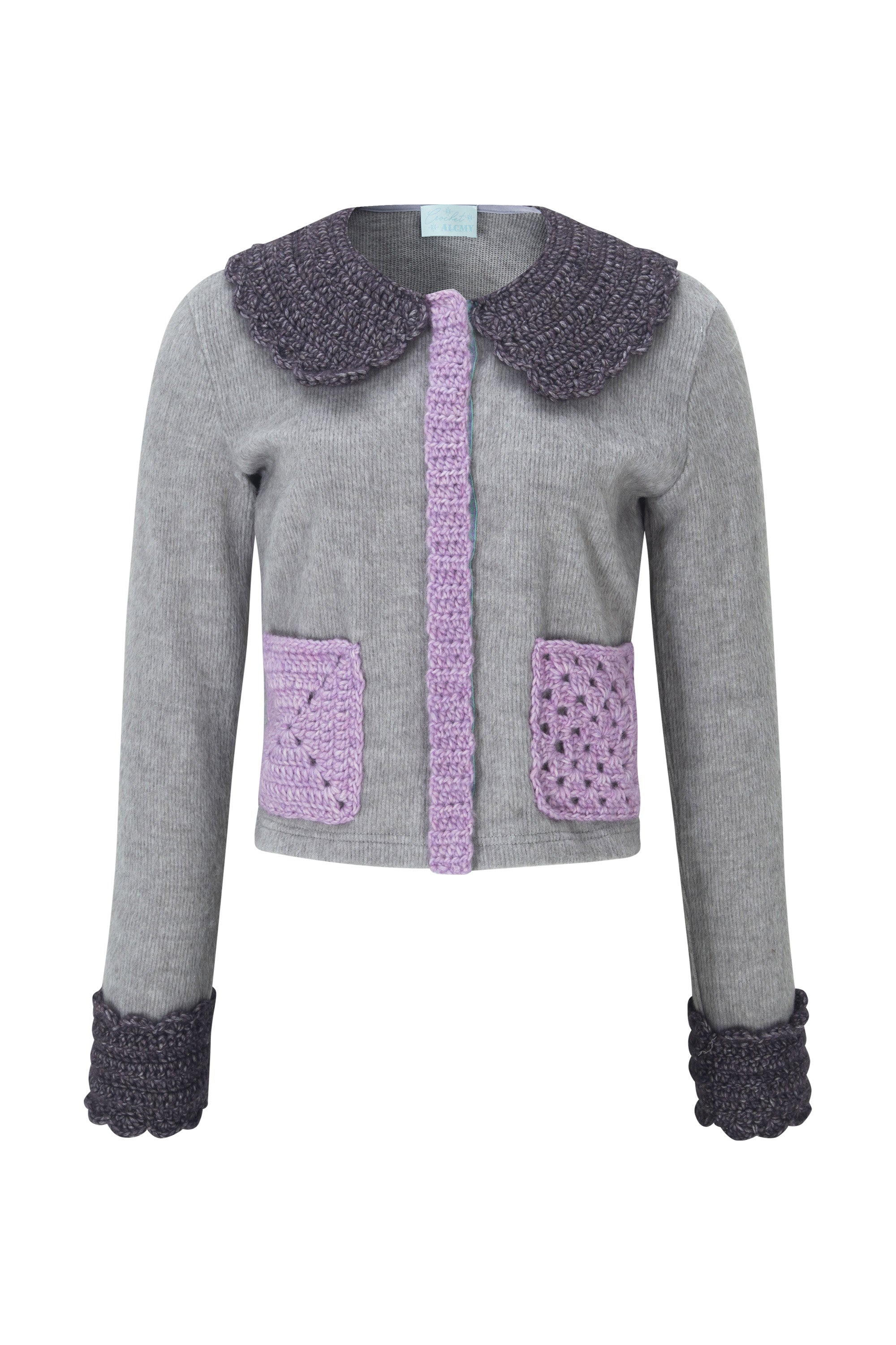 Crochet peter pan cardigan grey