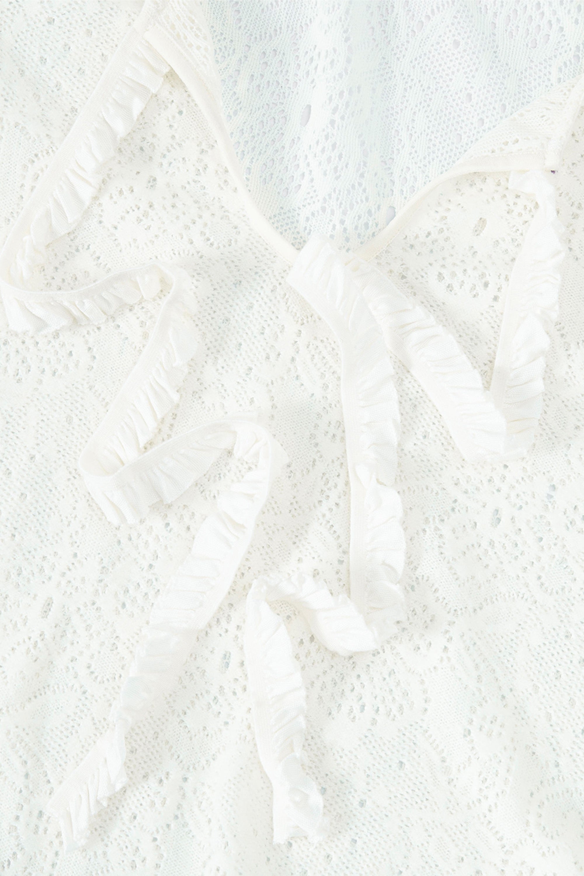 Brushed lace tunic top white