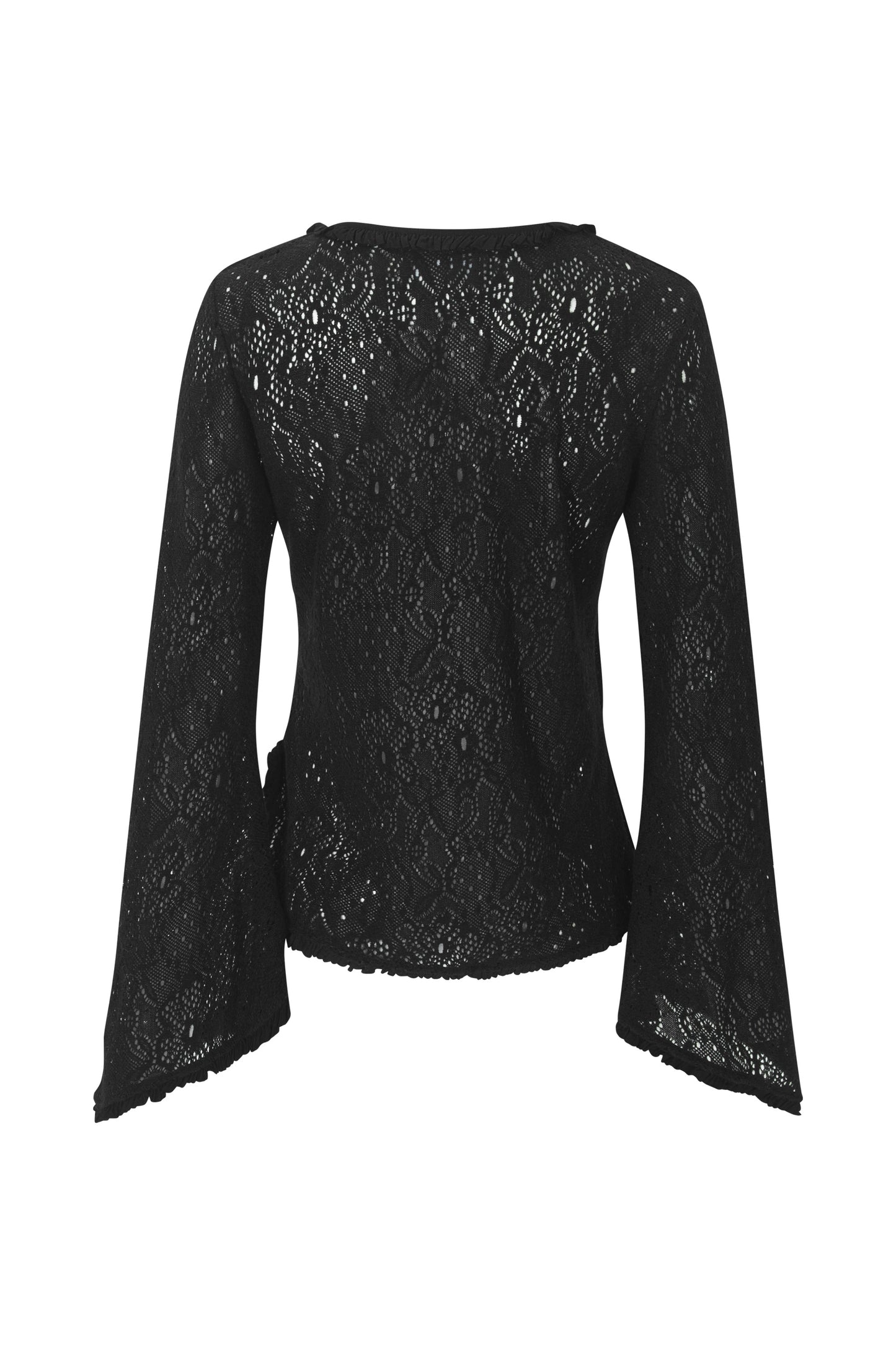 Brushed Lace Tunic Top (Black)