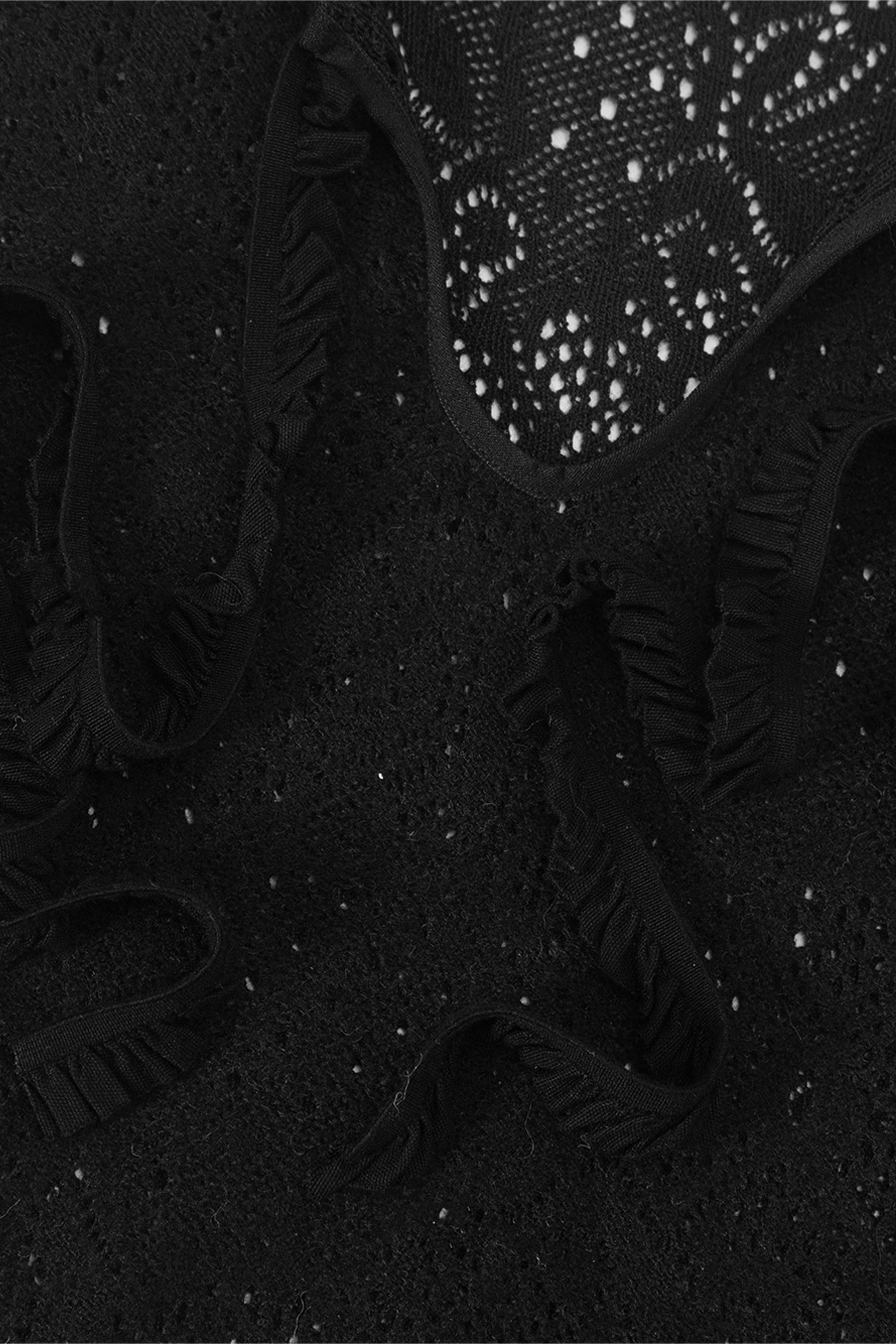 Brushed lace tunic top black