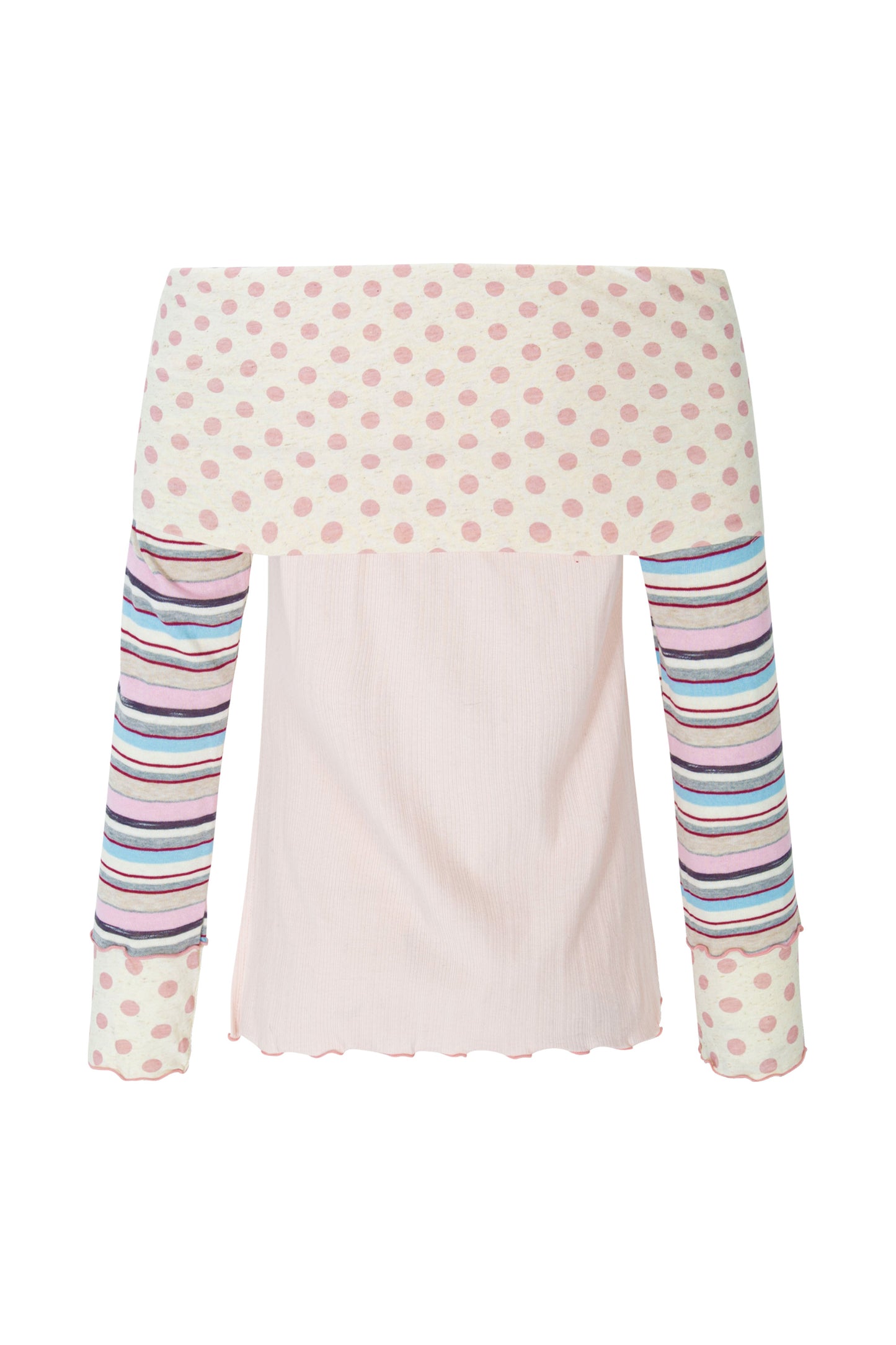 Multi Pattern Bardot Top (Pink)