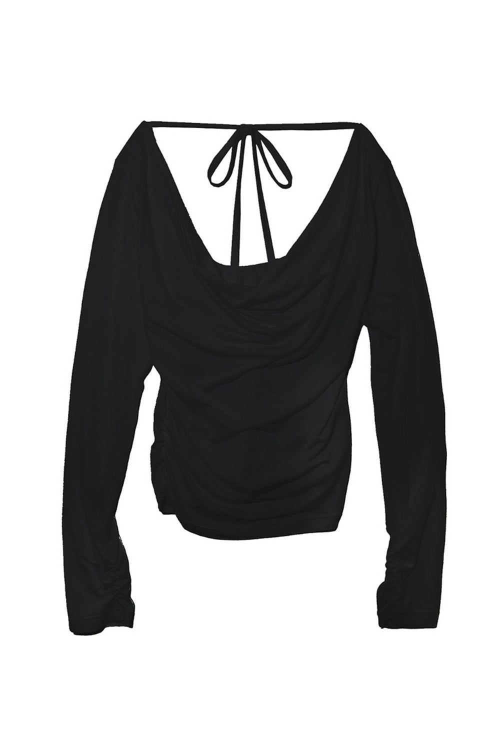 MODAL COWL NECK T_BLACK