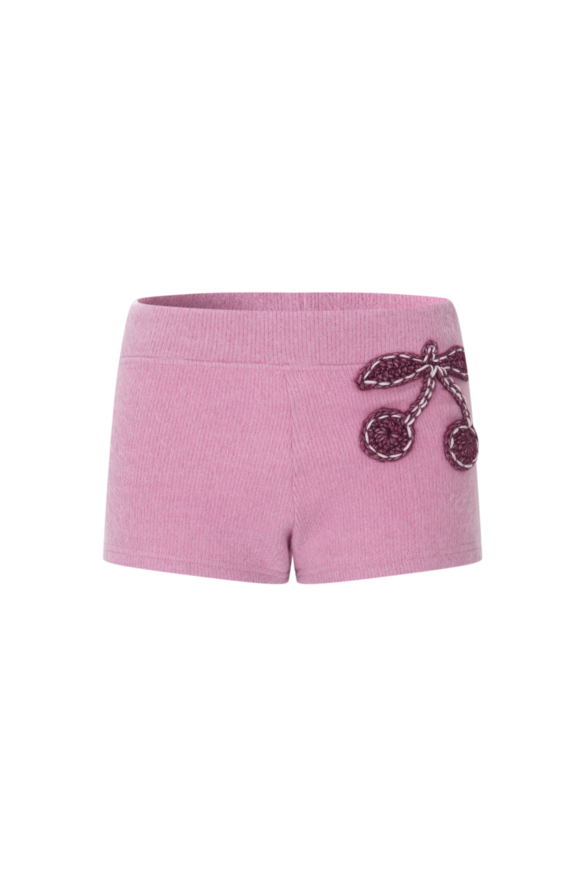 Crochet cherry shorts pink