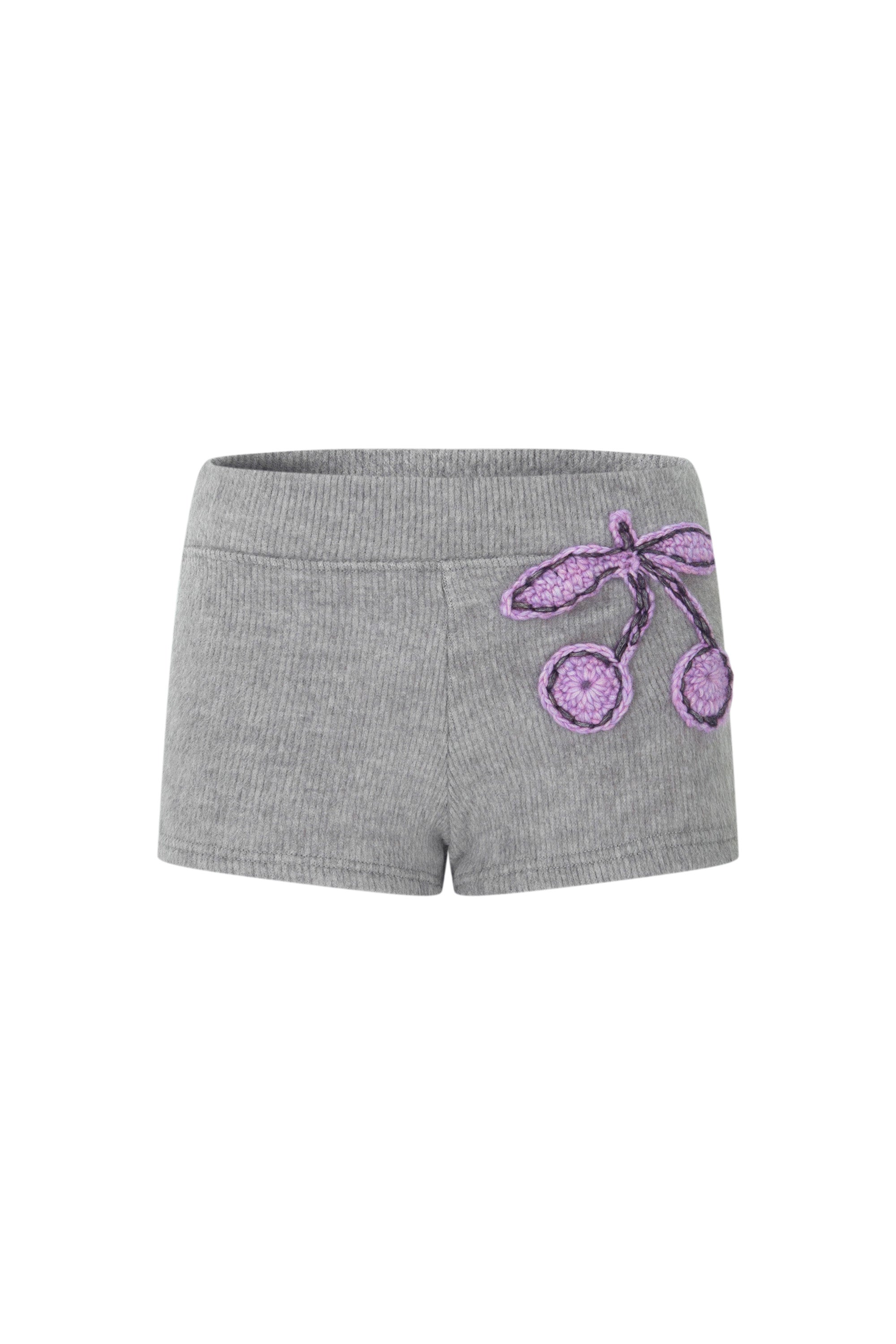 Crochet cherry shorts grey