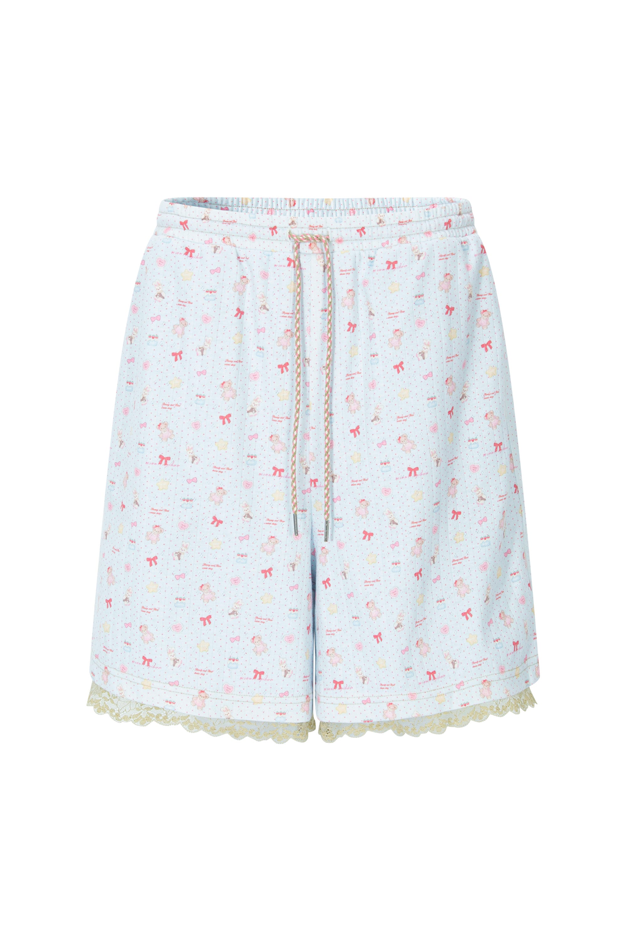 Teddy bear lace shorts blue