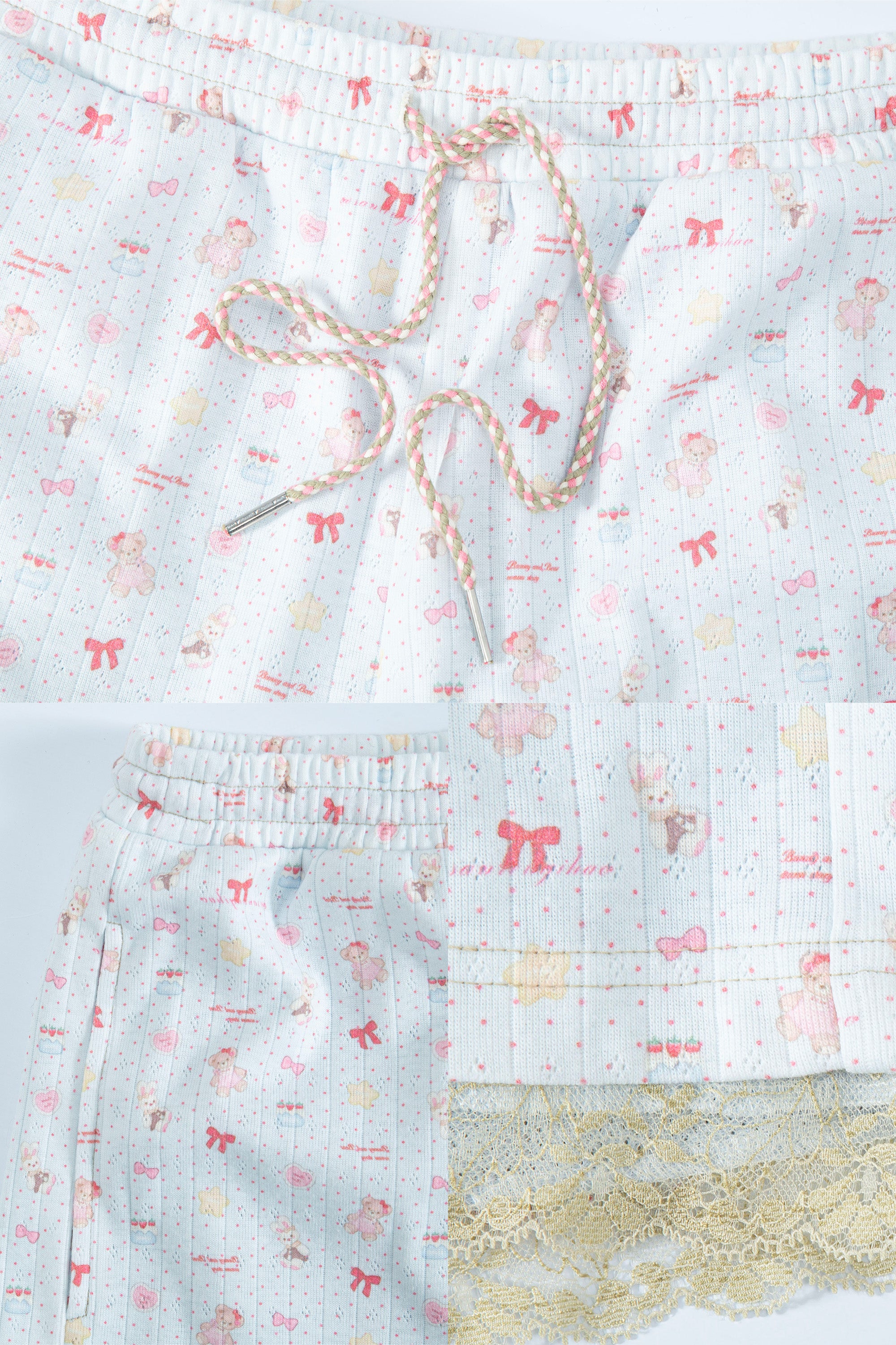 Teddy bear lace shorts blue