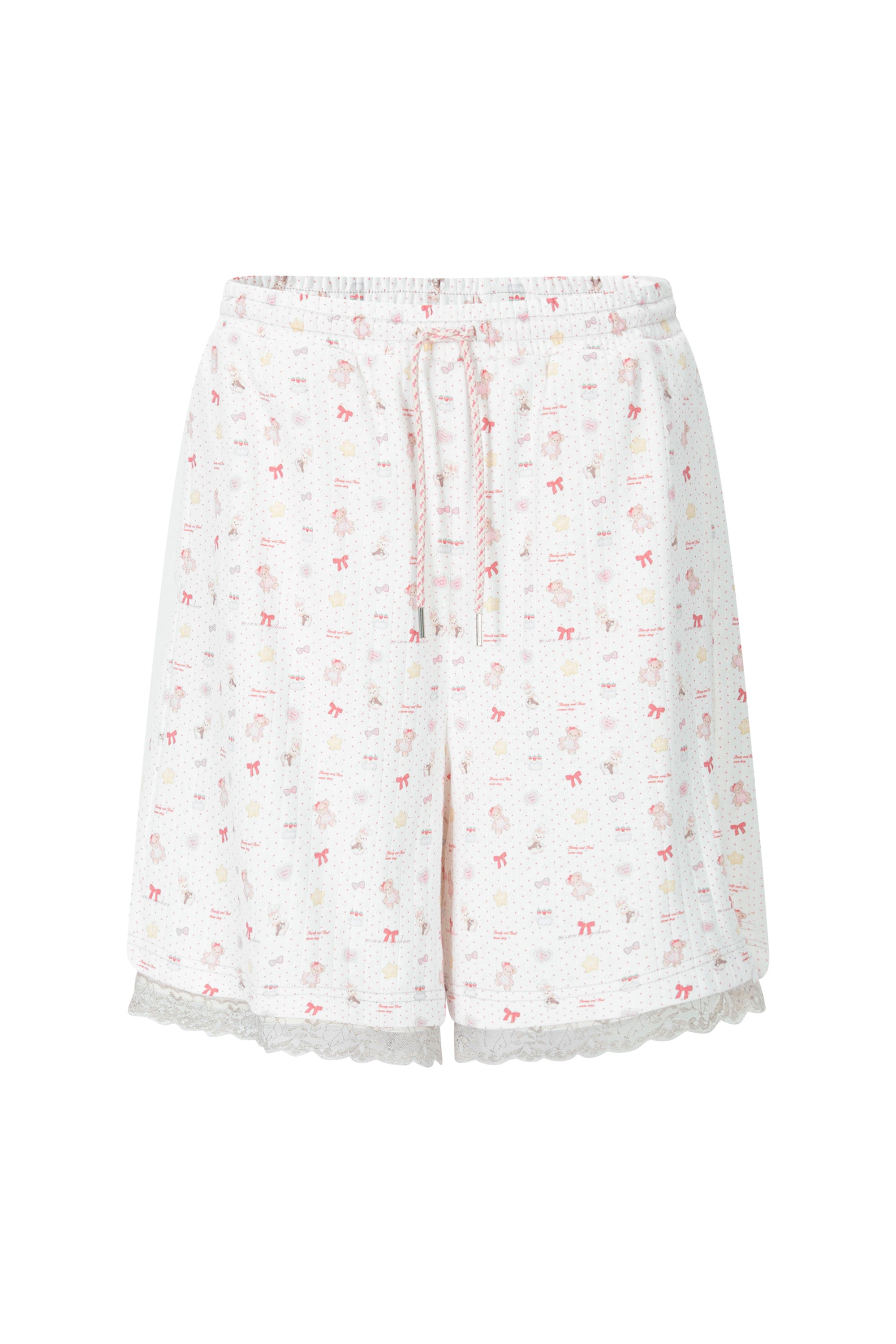 Teddy bear lace shorts white
