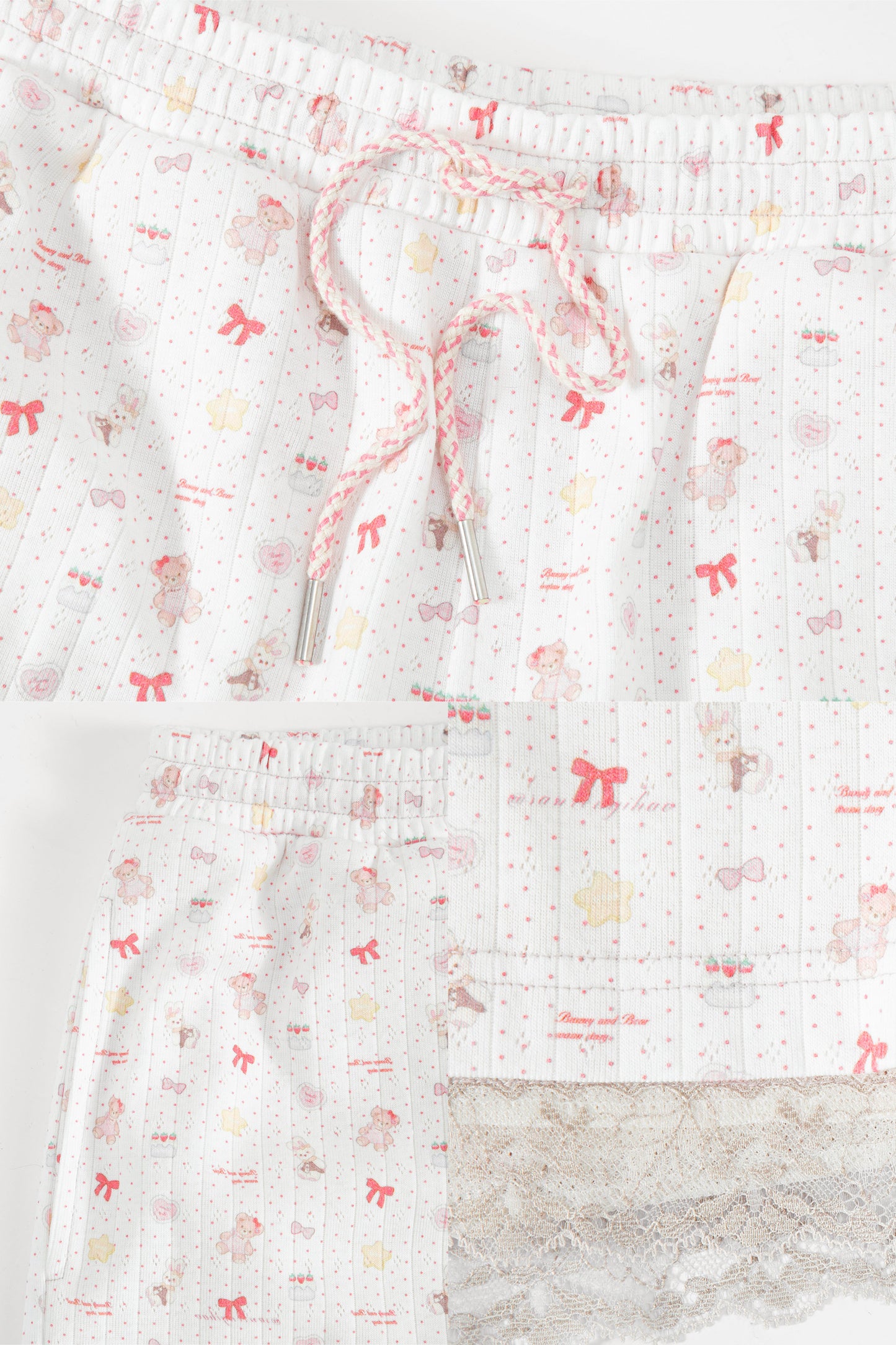 Teddy Bear Lace Shorts (White)