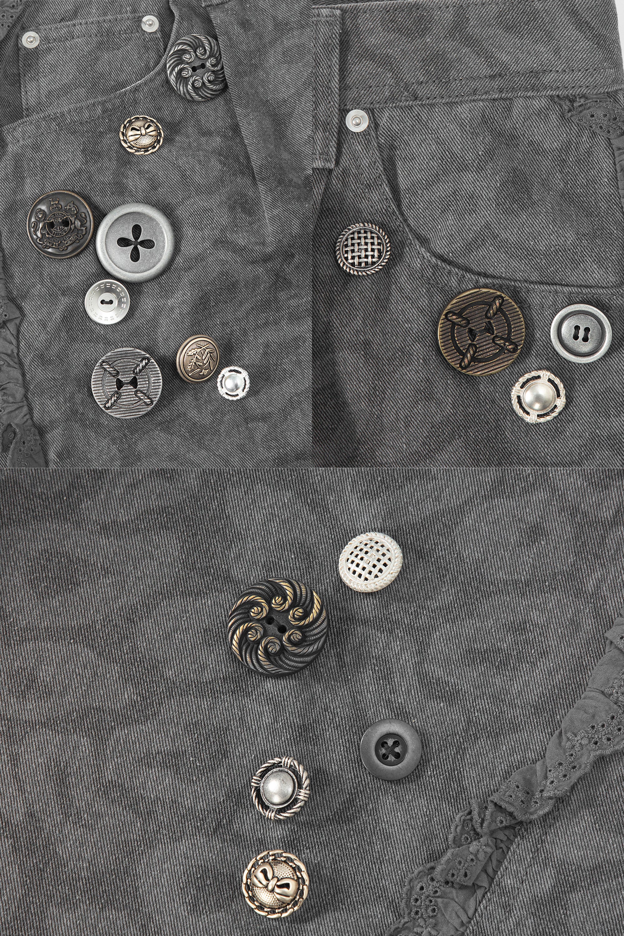 So many buttons leopard pants charcoal