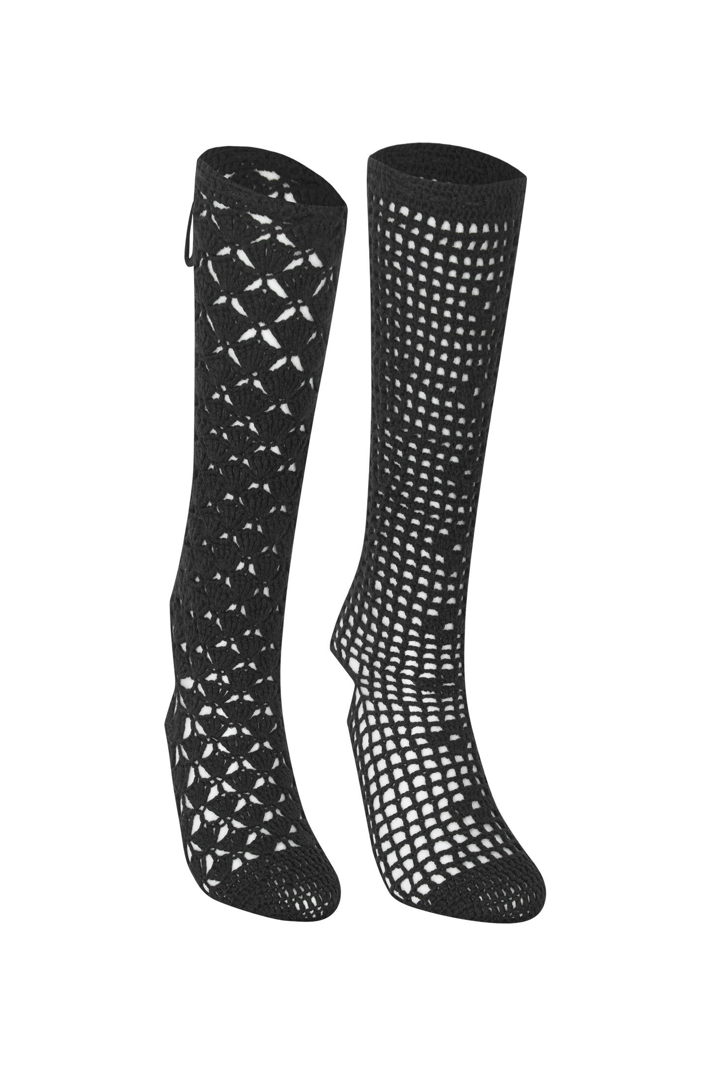 [Ordermade] Crochet Airy Cotton Knee Socks (Black)