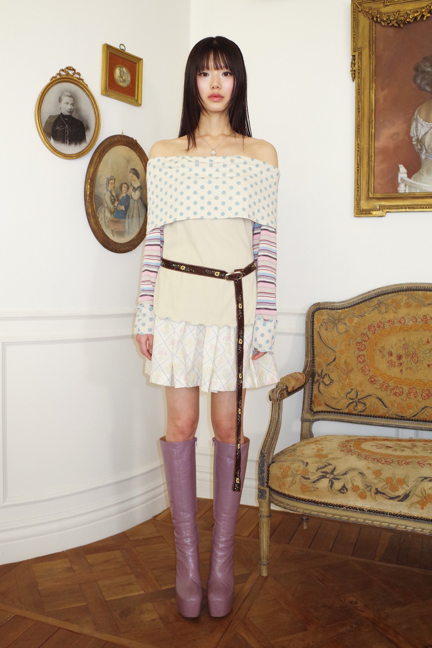 Multi Pattern Bardot Top