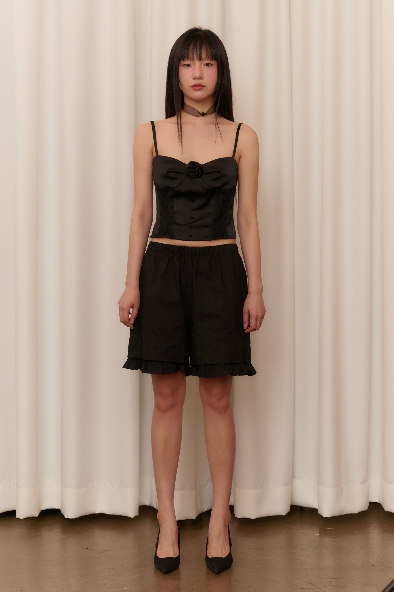 BABY DOLL BERMUDA SHORTS_BLACK