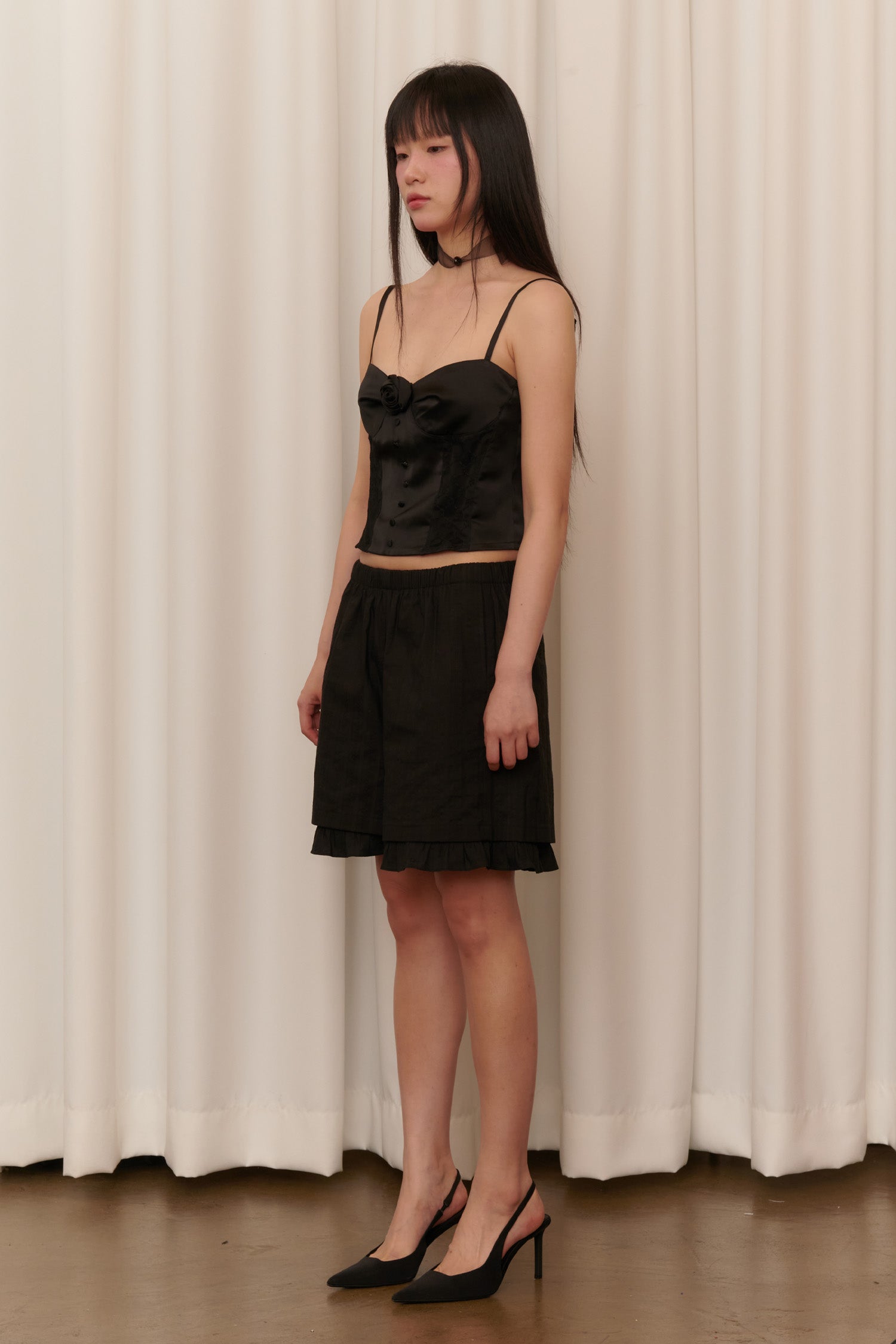 BABY DOLL BERMUDA SHORTS_BLACK