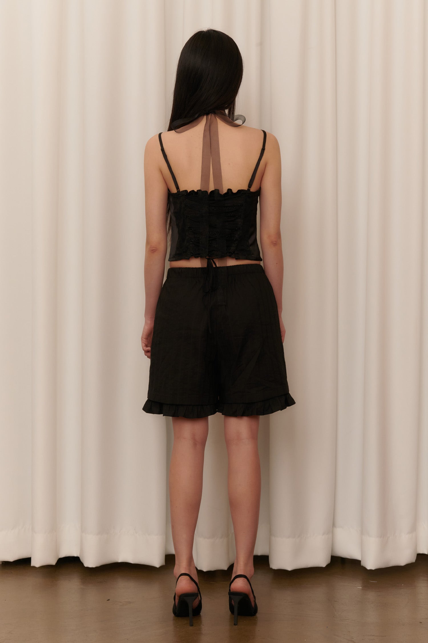 BABY DOLL BERMUDA SHORTS_BLACK