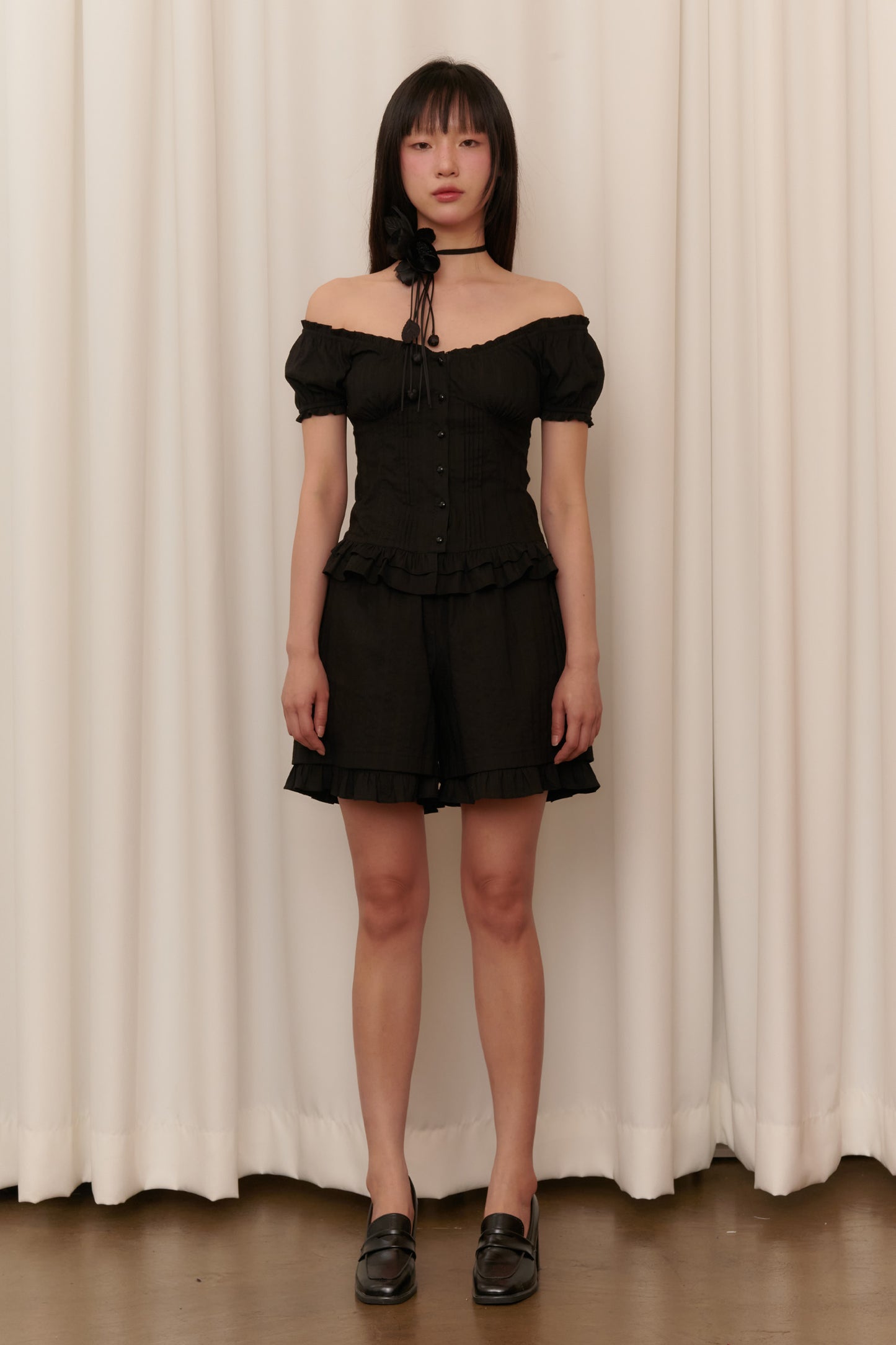 Baby Doll Corset Blouse (Black)